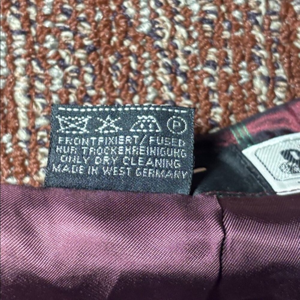 Vintage Windsor (west Germany) pleated burgundy & green 100% silk A-Line Skirt 0 - Picture 7 of 11